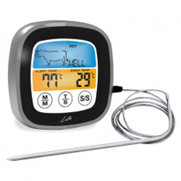 2 in 1 Digital Meat Thermometer & kitchen timer with color touch screen. Thermometers