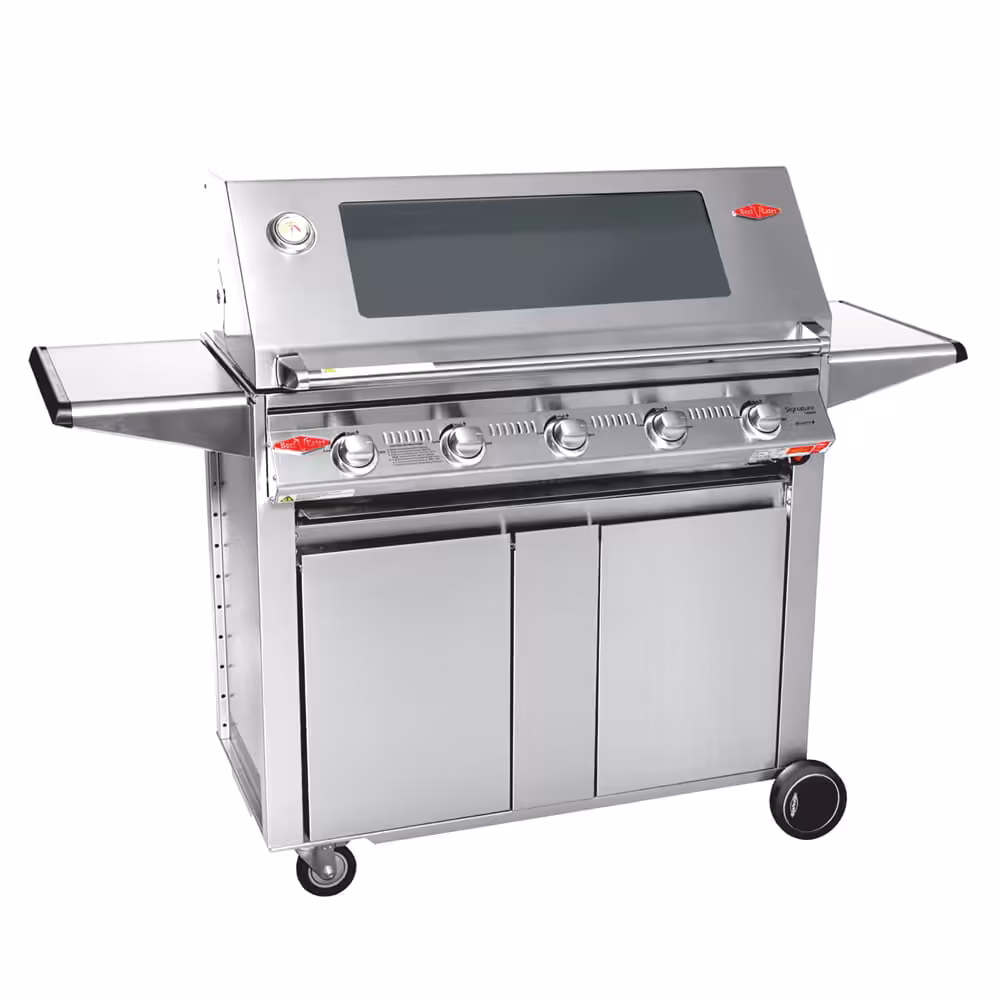 “SIGNATURE S3000S “”DESIGNER TROLLEY”” 5 BURNER CAST IRON PACK -BEEFEATER® BBQ “SIGNATURE S3000S “”DESIGNER TROLLEY”” 5 BURNER CAST IRON PACK -BEEFEATER® BBQ